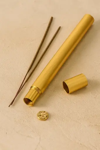 MiYA Premium Aluminum Alloy Agarwood Joss Stick Tube | Elegant Incense Storage Holder with Integrated Base 