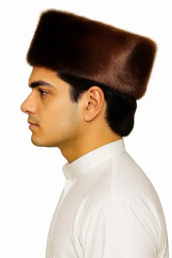 Dark Brown Ranch Mink Fur Hat for Men | Luxury Refurbished Mink Fur Cap without Ear Flaps | Timeless Winter Elegance