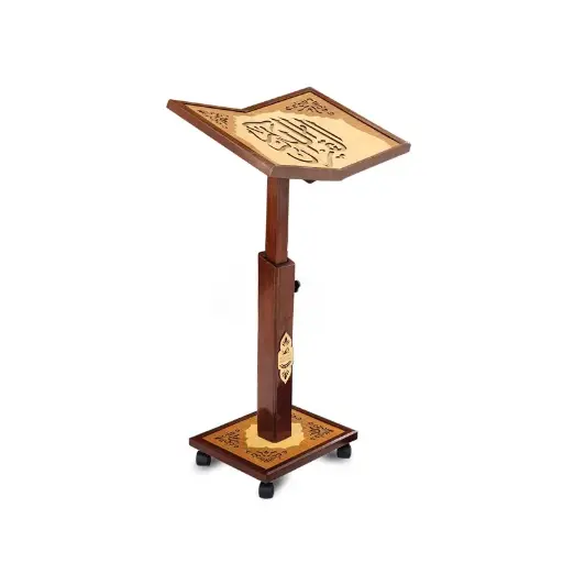 MiYA - Original Saagwaan Wood Quran Rehal | Ceremonies - Jummah Khutbah | Height 90 cm | Sitting and Reading on Chair or Bed with 4 Wheels - Quran Stand